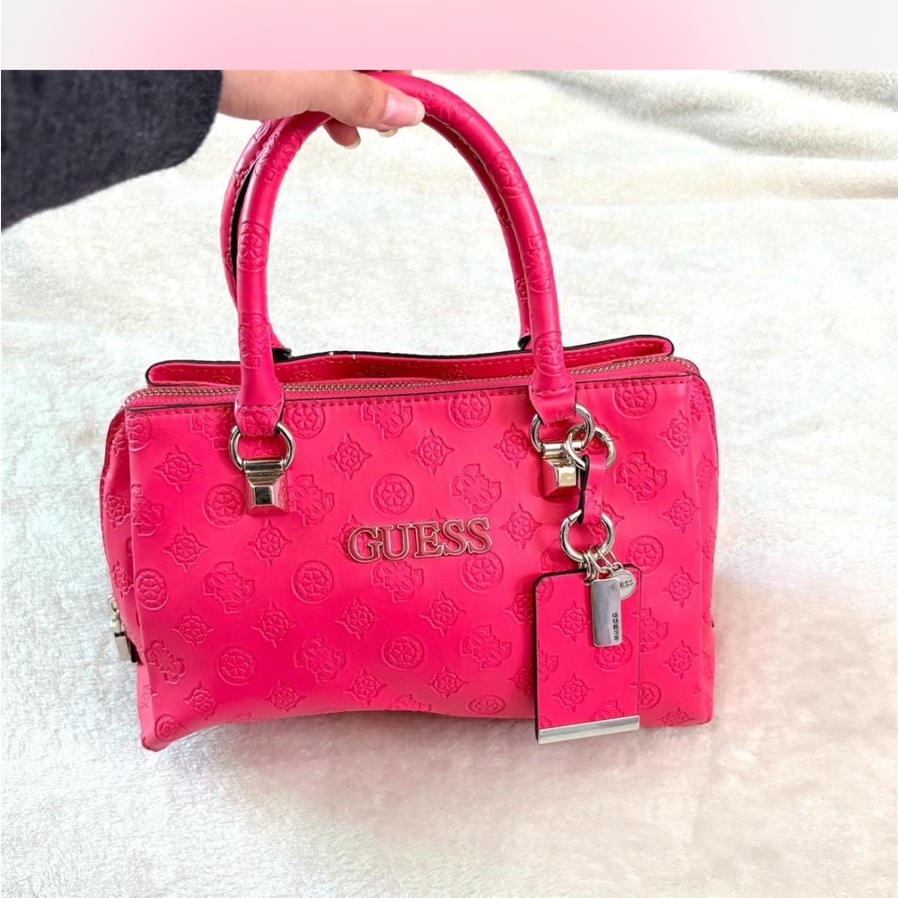 Guess Fuchsia Embossed Logo Handbag